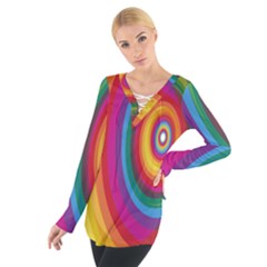 Circle Rainbow Color Hole Rasta Women s Tie Up Tee by Mariart