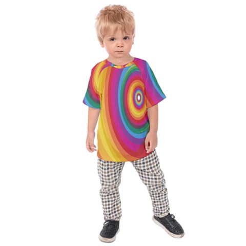 Circle Rainbow Color Hole Rasta Kids  Raglan Tee by Mariart