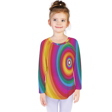 Circle Rainbow Color Hole Rasta Kids  Long Sleeve Tee by Mariart