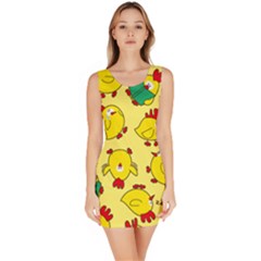 Animals Yellow Chicken Chicks Worm Green Sleeveless Bodycon Dress by Mariart