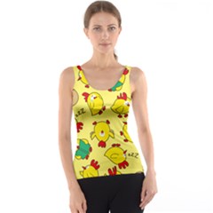 Animals Yellow Chicken Chicks Worm Green Tank Top by Mariart