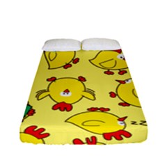 Animals Yellow Chicken Chicks Worm Green Fitted Sheet (full/ Double Size) by Mariart