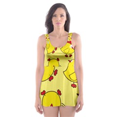 Animals Yellow Chicken Chicks Worm Green Skater Dress Swimsuit by Mariart