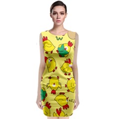 Animals Yellow Chicken Chicks Worm Green Classic Sleeveless Midi Dress by Mariart