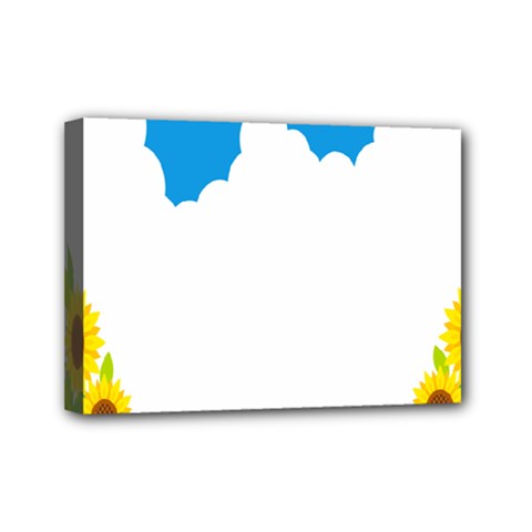 Cloud Blue Sky Sunflower Yellow Green White Mini Canvas 7  X 5  by Mariart