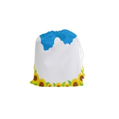 Cloud Blue Sky Sunflower Yellow Green White Drawstring Pouches (small)  by Mariart