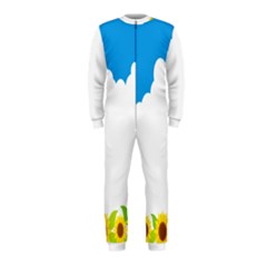 Cloud Blue Sky Sunflower Yellow Green White Onepiece Jumpsuit (kids) by Mariart