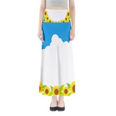 Cloud Blue Sky Sunflower Yellow Green White Maxi Skirts