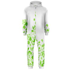 Butterfly Green Flower Floral Leaf Animals Hooded Jumpsuit (men)  by Mariart