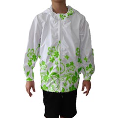 Butterfly Green Flower Floral Leaf Animals Hooded Wind Breaker (kids) by Mariart