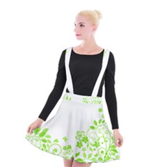 Butterfly Green Flower Floral Leaf Animals Suspender Skater Skirt