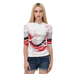 Flower Floral Star Red Wave Quarter Sleeve Tee