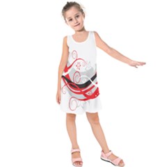 Flower Floral Star Red Wave Kids  Sleeveless Dress by Mariart