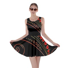 Flower Leaf Red Black Skater Dress by Mariart