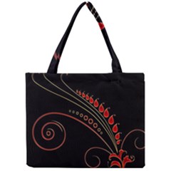 Flower Leaf Red Black Mini Tote Bag by Mariart