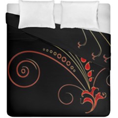 Flower Leaf Red Black Duvet Cover Double Side (king Size) by Mariart