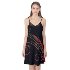 Flower Leaf Red Black Camis Nightgown by Mariart