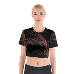 Flower Leaf Red Black Cotton Crop Top by Mariart