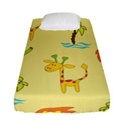 Cute Animals Elephant Giraffe Lion Fitted Sheet (single Size) by Mariart