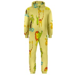 Cute Animals Elephant Giraffe Lion Hooded Jumpsuit (men)  by Mariart