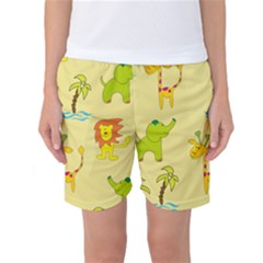 Cute Animals Elephant Giraffe Lion Women s Basketball Shorts by Mariart