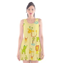 Cute Animals Elephant Giraffe Lion Scoop Neck Skater Dress by Mariart