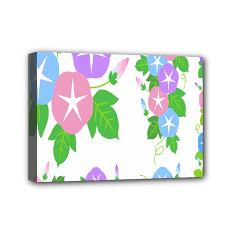 Flower Floral Star Purple Pink Blue Leaf Mini Canvas 7  X 5  by Mariart