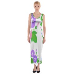 Flower Floral Star Purple Pink Blue Leaf Fitted Maxi Dress by Mariart