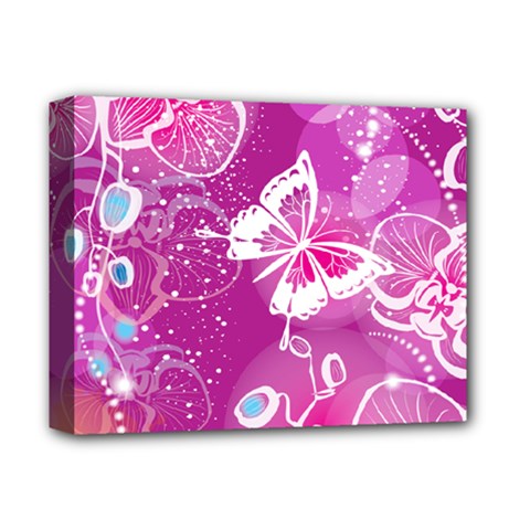 Flower Butterfly Pink Deluxe Canvas 14  X 11  by Mariart