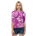 Flower Butterfly Pink Quarter Sleeve Tee View1