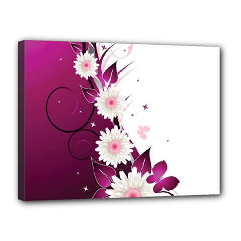 Flower Purple Sunflower Star Butterfly Canvas 16  X 12  by Mariart