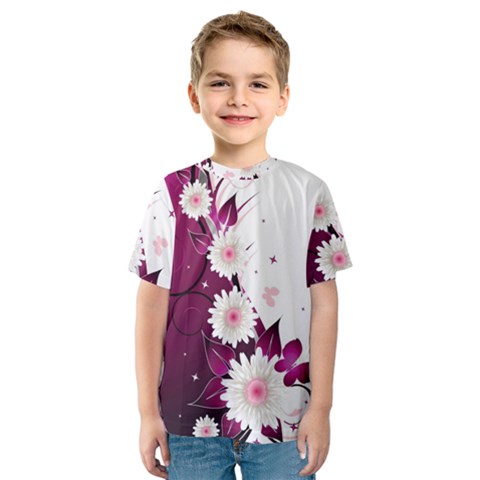 Flower Purple Sunflower Star Butterfly Kids  Sport Mesh Tee by Mariart