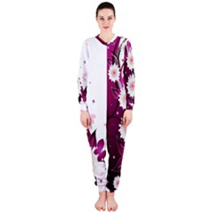 Flower Purple Sunflower Star Butterfly Onepiece Jumpsuit (ladies)  by Mariart