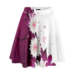 Flower Purple Sunflower Star Butterfly High Waist Skirt by Mariart