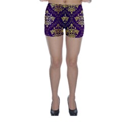 Flower Purplle Gold Skinny Shorts by Mariart