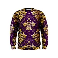 Flower Purplle Gold Kids  Sweatshirt by Mariart