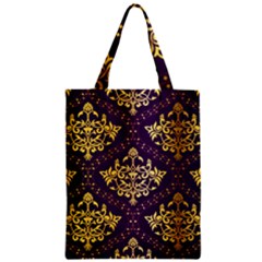 Flower Purplle Gold Zipper Classic Tote Bag by Mariart