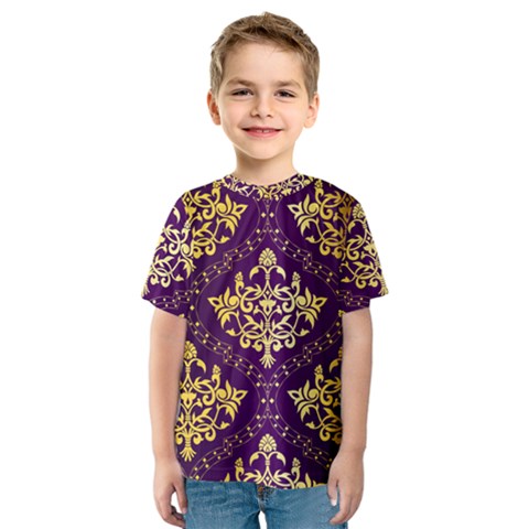 Flower Purplle Gold Kids  Sport Mesh Tee by Mariart