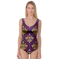 Flower Purplle Gold Princess Tank Leotard  by Mariart