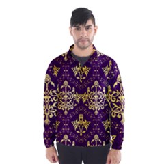 Flower Purplle Gold Wind Breaker (men) by Mariart