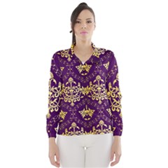 Flower Purplle Gold Wind Breaker (women) by Mariart