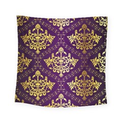 Flower Purplle Gold Square Tapestry (small) by Mariart