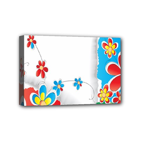 Flower Floral Papper Butterfly Star Sunflower Red Blue Green Leaf Mini Canvas 6  X 4  by Mariart