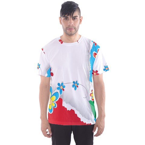 Flower Floral Papper Butterfly Star Sunflower Red Blue Green Leaf Men s Sport Mesh Tee by Mariart