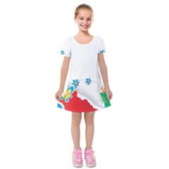 Flower Floral Papper Butterfly Star Sunflower Red Blue Green Leaf Kids  Short Sleeve Velvet Dress by Mariart