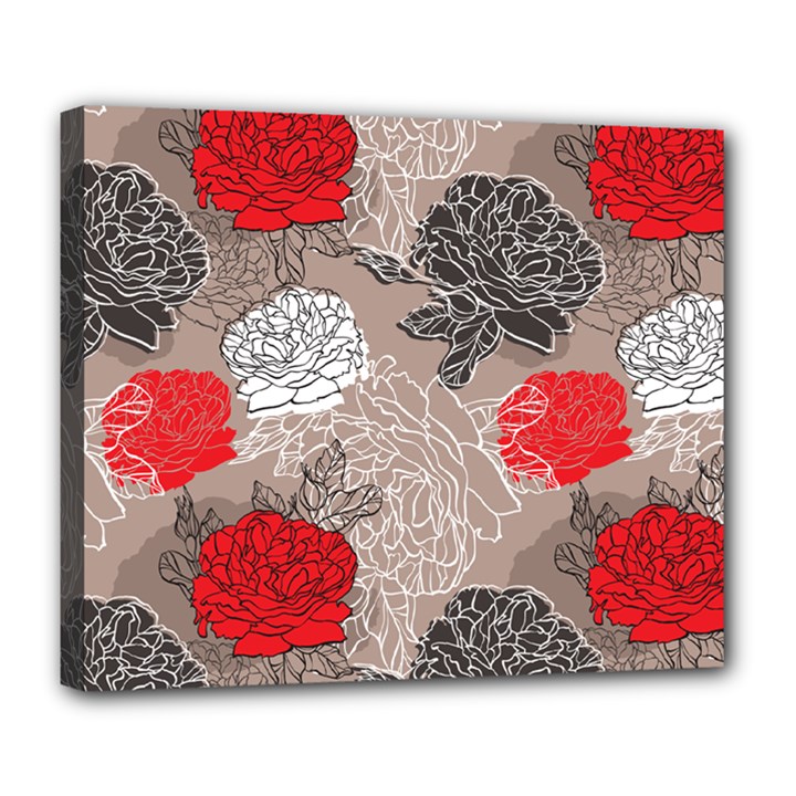 Flower Rose Red Black White Deluxe Canvas 24  x 20  