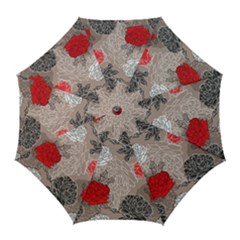 Flower Rose Red Black White Golf Umbrellas by Mariart