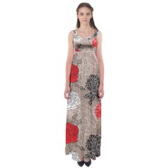 Flower Rose Red Black White Empire Waist Maxi Dress by Mariart