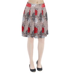 Flower Rose Red Black White Pleated Skirt