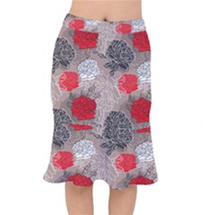 Flower Rose Red Black White Mermaid Skirt